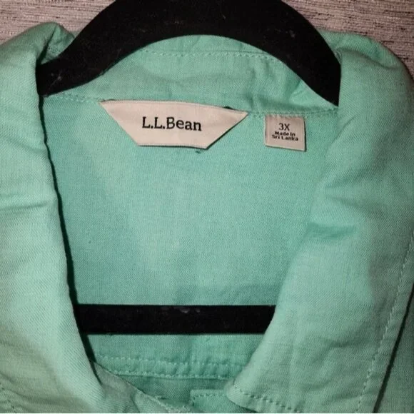 L.L. Bean Linen Blend Green Jacket 3X Plus - Picture 5 of 6